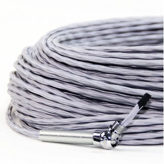 Textilkabel-Stoffkabel silber 4-adrig 4x0,75 extra dünn
