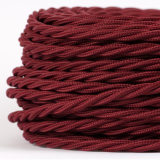 Textilkabel Stoffkabel bordeaux 3-adrig 3x0,75 gedreht...