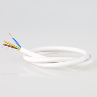 PVC-Lampenkabel Elektro-Kabel Stromkabel Rundkabel weiß 3-adrig, 3Gx0,75mm² mit integriertem Stahlseil als Zugentlastung