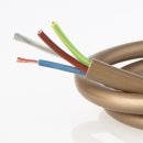 PVC Lampenkabel Elektro-Kabel Stromkabel Rundkabel gold 3-adrig, 3Gx0,75mm&sup2; mit integriertem Stahlseil als Zugentlastung