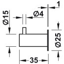 Häfele Möbel Garderobenhaken rund aus Edelstahl 15x35mm matt gebürstet