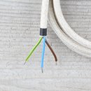 Textilkabel Anschlussleitung Zuleitung 2-5m kiesel mit Schutzkontakt-Winkelstecker