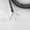 Textilkabel Anschlussleitung Zuleitung 2-5m grau meliert mit Schutzkontakt-Winkelstecker