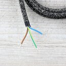 Textilkabel Grau-Meliert 3-adrig mit Schutzkontakt-Winkelstecker Anschlussleitung Zuleitung 1-5m