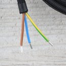 Textilkabel Anschlussleitung Zuleitung 2-5m schwarz mit Schutzkontakt-Winkelstecker