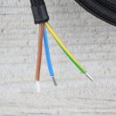 Textilkabel Schwarz 3-adrig mit Schutzkontakt-Winkelstecker Anschlussleitung Zuleitung 1-5m