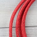Textilkabel Anschlussleitung Zuleitung 2-5m rot metallic mit Schutzkontakt-Winkelstecker