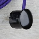 Textilkabel Anschlussleitung Zuleitung 2-5m violett mit Schutzkontakt-Winkelstecker