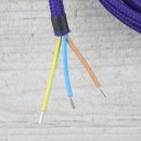 Textilkabel Anschlussleitung Zuleitung 2-5m violett mit Schutzkontakt-Winkelstecker