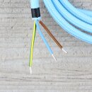 Textilkabel Himmelblau 3-adrig mit Schutzkontakt-Winkelstecker Anschlussleitung Zuleitung 1-5m
