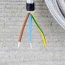Textilkabel Silber 3-adrig mit Schutzkontakt-Winkelstecker Anschlussleitung Zuleitung 1-5m