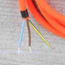 Textilkabel Anschlussleitung Zuleitung 2-5m neon orange mit Schutzkontakt-Winkelstecker