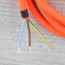 Textilkabel Neon-Orange 3-adrig mit Schutzkontakt-Winkelstecker Anschlussleitung Zuleitung 1-5m