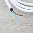 Textilkabel Weiß Metallic 3-adrig mit Schutzkontakt-Winkelstecker Anschlussleitung Zuleitung 1-5m
