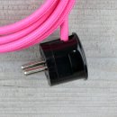 Textilkabel Anschlussleitung Zuleitung 2-5m pink mit Schutzkontakt-Winkelstecker