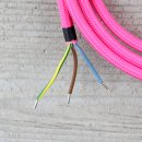 Textilkabel Anschlussleitung Zuleitung 2-5m pink mit Schutzkontakt-Winkelstecker