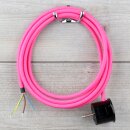 Textilkabel Pink 3-adrig mit Schutzkontakt-Winkelstecker...