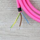 Textilkabel Pink 3-adrig mit Schutzkontakt-Winkelstecker Anschlussleitung Zuleitung 1-5m