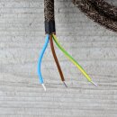 Textilkabel Braun Meliert 3-adrig mit Schutzkontakt-Winkelstecker Anschlussleitung Zuleitung 1-5m