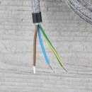 Textilkabel Steingrau 3-adrig mit Schutzkontakt-Winkelstecker Anschlussleitung Zuleitung 1-5m
