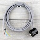 Textilkabel Grau 3-adrig mit Schutzkontakt-Winkelstecker...
