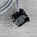 Textilkabel Grau 3-adrig mit Schutzkontakt-Winkelstecker...