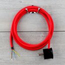 Textilkabel Rot 3-adrig mit Schutzkontakt-Winkelstecker...