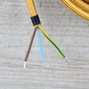 Textilkabel Anschlussleitung Zuleitung 2-5m gold mit Schutzkontakt-Winkelstecker