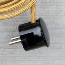 Textilkabel Gold 3-adrig mit Schutzkontakt-Winkelstecker...