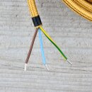 Textilkabel Gold 3-adrig mit Schutzkontakt-Winkelstecker Anschlussleitung Zuleitung 1-5m