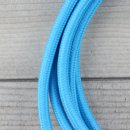 Textilkabel Anschlussleitung Zuleitung 2-5m hellblau mit Schutzkontakt-Winkelstecker