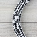 Textilkabel Schwarz-Weiß Zick-Zack 3-adrig mit Schutzkontakt-Winkelstecker Anschlussleitung Zuleitung 1-5m