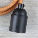 Textilkabel Englisch-Gold mit E27 Lampenfassung Glattmantel Kunststoff schwarz 1-5m