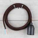 Textilkabel Braun mit E27 Lampenfassung Glattmantel Kunststoff schwarz 1-5m