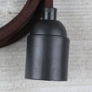 Textilkabel Braun mit E27 Lampenfassung Glattmantel Kunststoff schwarz 1-5m