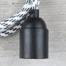 Textilkabel Schwarz-Weiß mit E27 Lampenfassung Glattmantel Kunststoff schwarz 1-5m