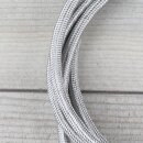 Textilkabel Silber mit E27 Lampenfassung Glattmantel Kunststoff schwarz 1-5m