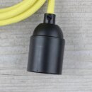 Textilkabel Gelb mit E27 Lampenfassung Glattmantel Kunststoff schwarz 1-5m