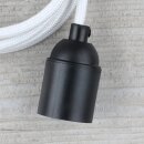 Textilkabel Weiß mit E27 Lampenfassung Glattmantel Kunststoff schwarz 1-5m