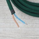 Textilkabel Dunkelgrün mit E27 Lampenfassung Glattmantel Kunststoff schwarz 1-5m