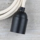 Textilkabel Elfenbein mit E27 Lampenfassung Glattmantel Kunststoff schwarz 1-5m