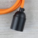 Textilkabel Lampenpendel 1-5m orange mit E27 Fassung Kunststoff schwarz