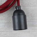 Textilkabel Bordeaux Rot mit E27 Lampenfassung Glattmantel Kunststoff schwarz 1-5m
