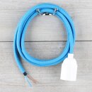 Textilkabel Blau mit E27 Lampenfassung Glattmantel Kunststoff weiß 1-5m