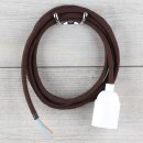 Textilkabel Braun mit E27 Lampenfassung Glattmantel Kunststoff weiß 1-5m