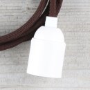 Textilkabel Braun mit E27 Lampenfassung Glattmantel Kunststoff weiß 1-5m