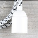 Textilkabel Lampenpendel 1-5m schwarz-weiß mit E27 Fassung Kunststoff weiß