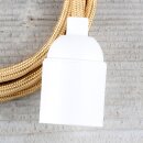 Textilkabel Gold mit E27 Lampenfassung Glattmantel Kunststoff weiß 1-5m