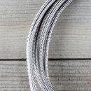 Textilkabel Silber mit E27 Lampenfassung Glattmantel Kunststoff weiß 1-5m