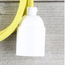Textilkabel Gelb mit E27 Lampenfassung Glattmantel Kunststoff weiß 1-5m